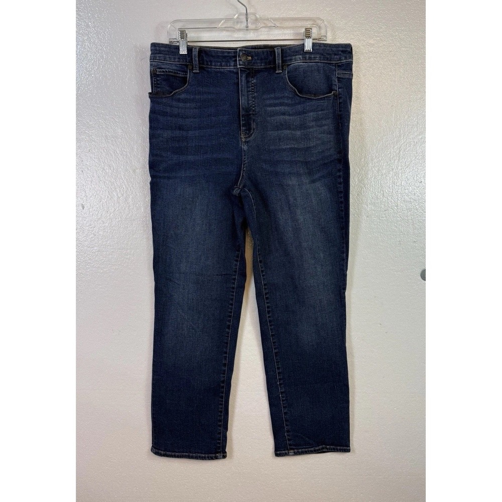 Talbots Jeans Women 14 Flawless Five-Pocket Slim Straight High Waist Blue Denim